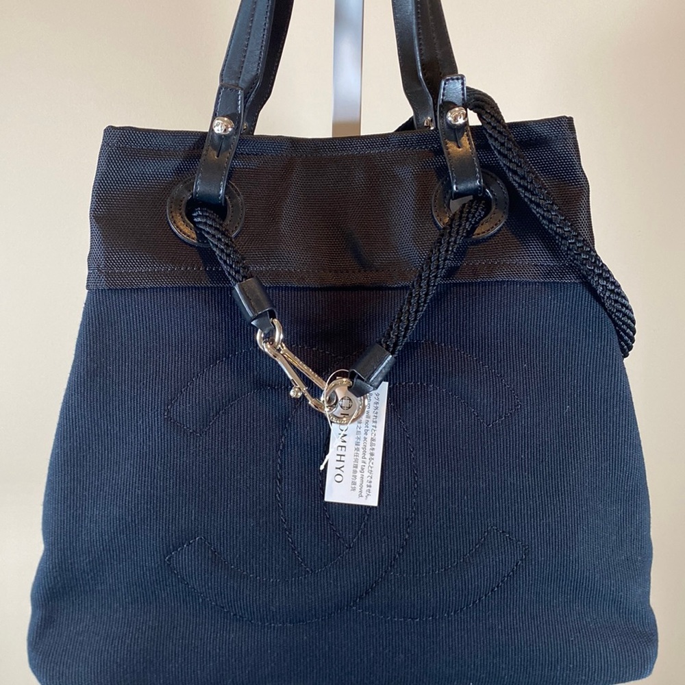 Chanel CC Large Canvas and Leather Tote Bag
